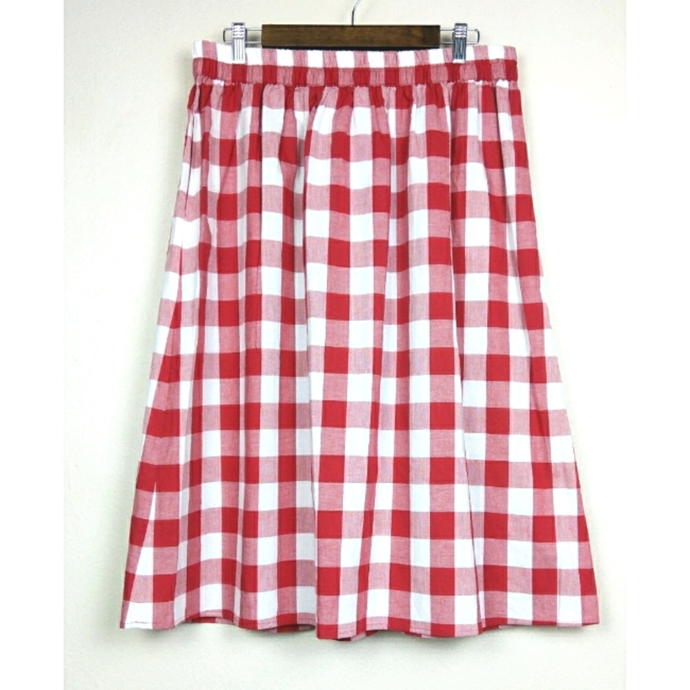 Joan Rivers Buffalo Plaid Full Midi Skirt Checker